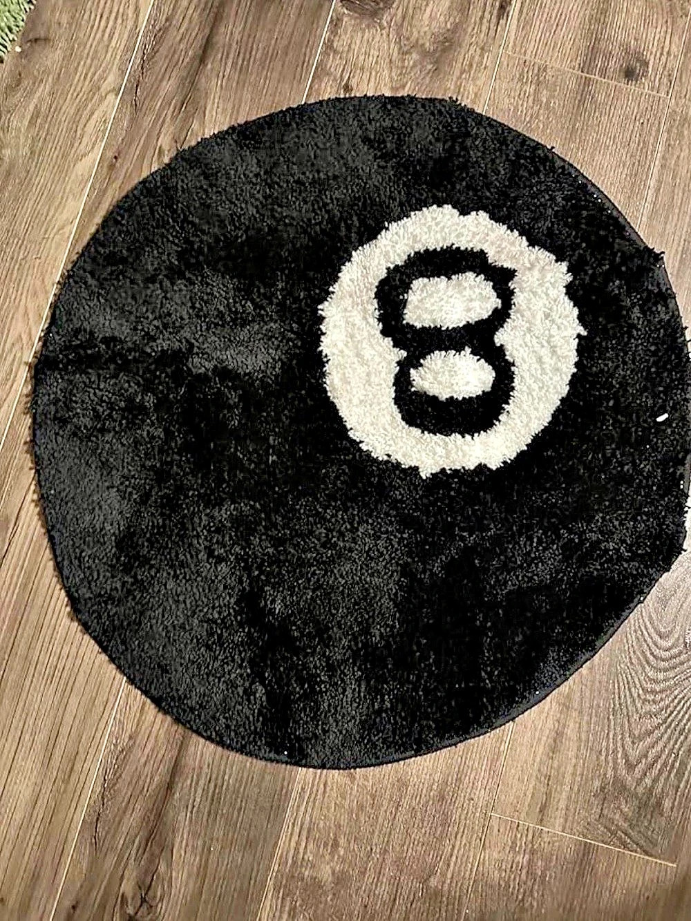 Black & White 8-Ball Round Rug